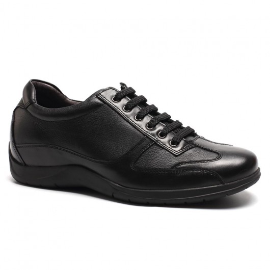chaussures à talonnettes pour homme  noir cuir de vachette d'affaires décontractée chaussures grande taille