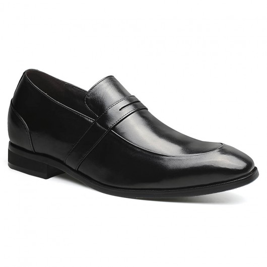 6CM / 2,36 pouces Hauteur Chaussures homme noires à talons chaussures haute élévation hauteur augmentation Penny Loafers