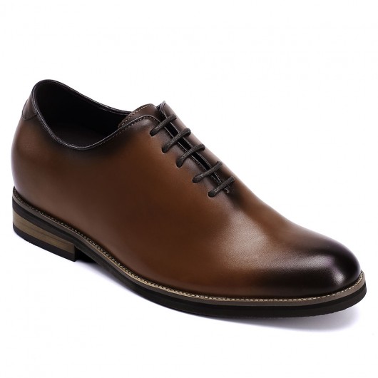 CHAMARIPA chaussure talon homme - chaussures rehaussantes - chaussures formelles en cuir marron pour hommes 7 CM plus grand