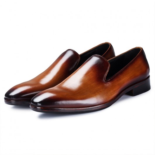 CHAMARIPA chaussures réhaussantes homme - mocassins vénitiens - marron - 7 CM plus grand