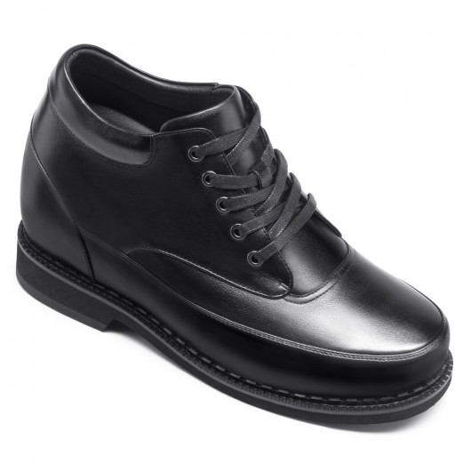 chaussure haute homme - talons pour homme - chaussures habillées élévatrices homme cuir noir 12 CM