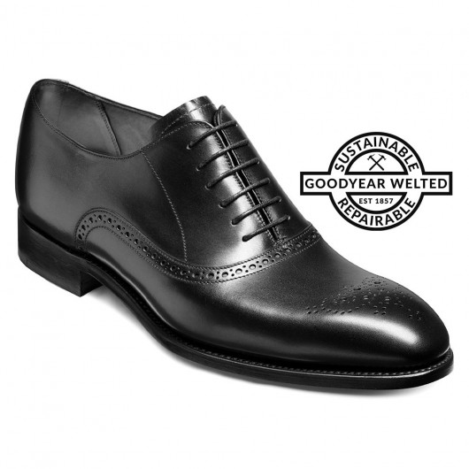 Cousu Goodyear chaussure talon homme - chaussure homme rehaussante - Richelieu noir 7 CM