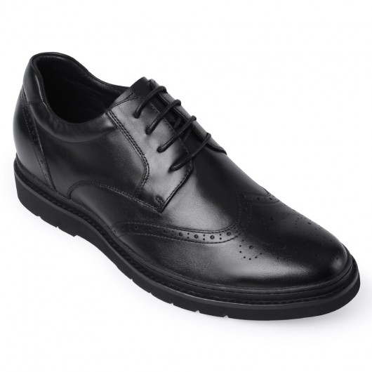 chaussure compensée homme - Chaussures d'ascenseur habillées pour hommes noires Chaussures à talons hauts pour hommes 7 CM Plus Grand
