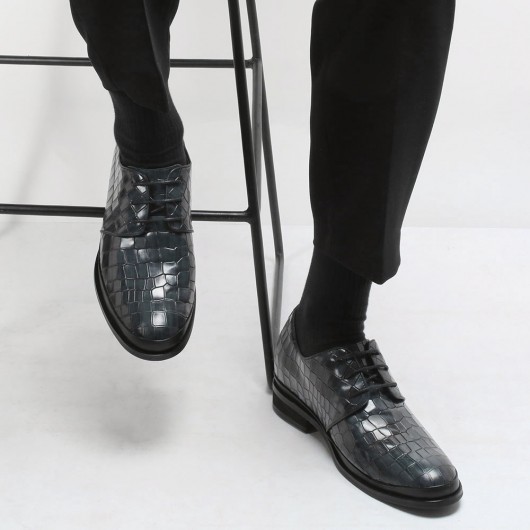 CHAMARIPA Les chaussures formelles pour hommes - chaussures en cuir noir et gris - vous font 8 CM de hauteur