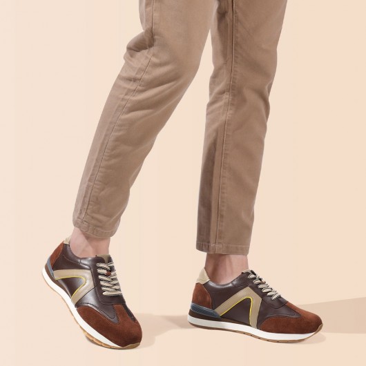 chaussures haute homme - chaussure talon homme - Chaussures pour hommes en cuir suédé qui ajoutent de la hauteur 7 CM