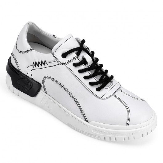 chaussure semelle haute - chaussures hautes homme - chaussures rehaussantes casual blanches 6 CM