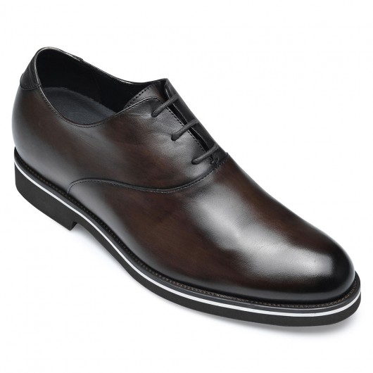 CHAMARIPA chaussure talon homme - chaussures rehaussantes - chaussures formelles en cuir marron pour hommes 7 CM plus grand