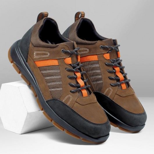 chaussures compensées homme - chaussure talon 7 CM - chaussures de randonnée en plein air marron pour hommes