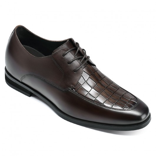 chaussure rehaussante homme - chaussures compensées homme - chaussures habillées homme cuir marron 7 CM