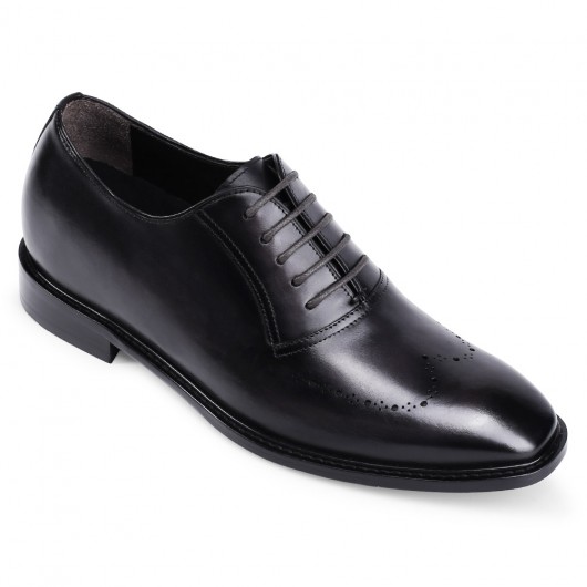 CHAMARIPA chaussures réhaussantes homme - chaussures formelles - oxfords en cuir peint à la main hommes - gris foncé - 7CM plus grand