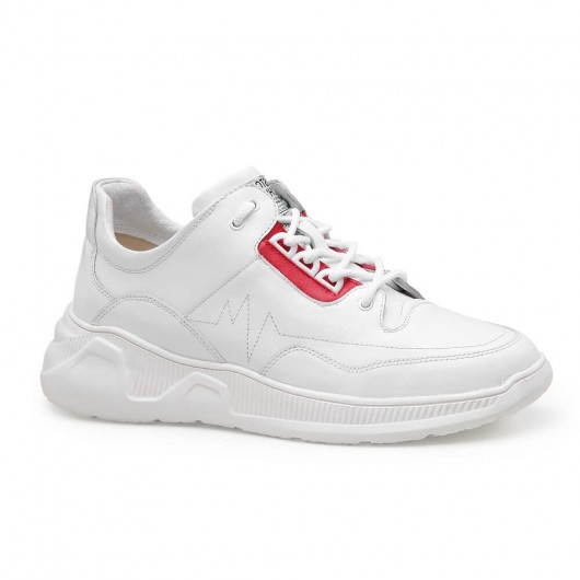 baskets à talons cachés taille décontractée augmentant les chaussures pour hommes blanc rouge 7 CM