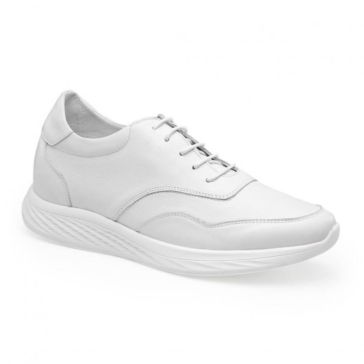 baskets à talons cachés chaussures en cuir blanc qui augmentent la hauteur des hommes chaussures plus hautes 7 CM