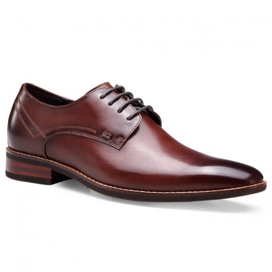 chaussure rehaussante - Chaussures habillées augmentant la hauteur Chaussures d'ascenseur rouges marron pour hommes 5 CM Plus Grand