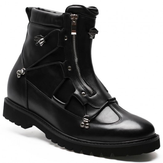 chaussure rehaussante - Augmenter la hauteur Bottes d'extérieur décontractées Bottes noires pour hommes 9 CM Plus Grand