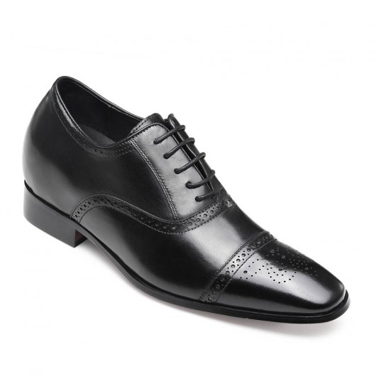 chaussure compensée homme - chaussures à talons hauts cachés pour hommes chaussures oxford en cuir noir 7 CM Plus Grand