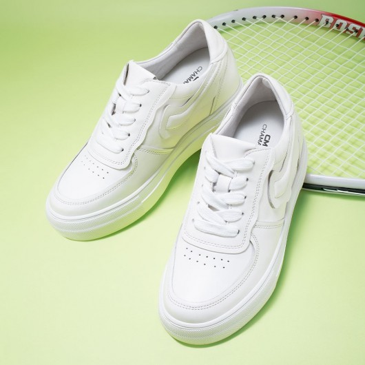 chaussures rehaussantes femme - chaussures haute femme - baskets blanches à lacets classiques pour femmes en plein air 6 CM