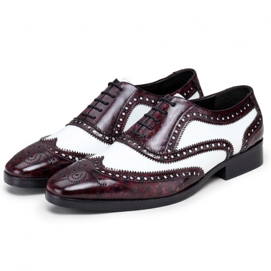 CHAMARIPA chaussures réhaussantes - oxford à bout d'aile fabriqués à la main - violet et blanc - 7 CM plus grand