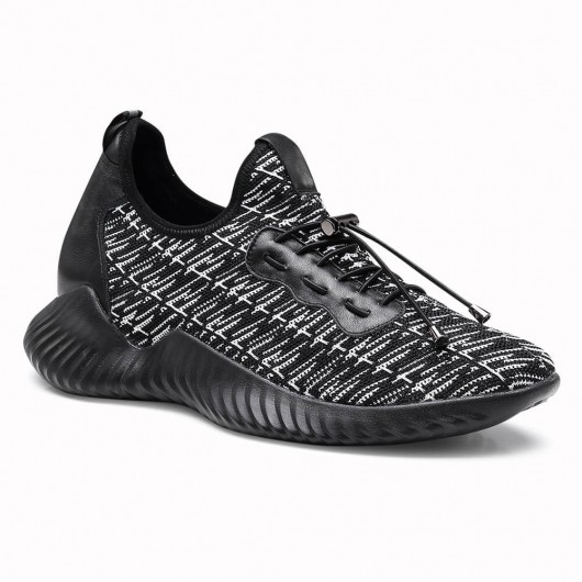 Hauteur Augmentant Sneaker Tall Hommes Chaussures Noir Tricot Respirant Léger Athlétique Tennis 6 CM