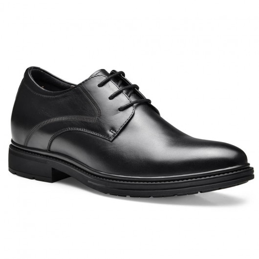 chaussure compensée homme - chaussures à talons hauts en cuir noir pour hommes 7.5 CM Plus Grand