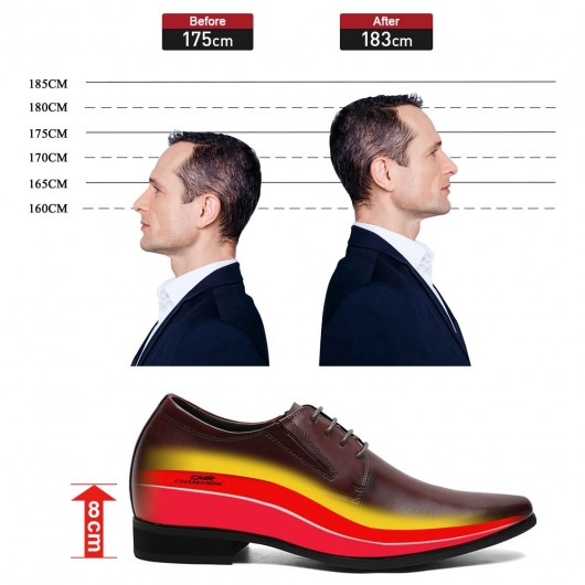 Chaussures habillées augmentent la hauteur des chaussures derby pour hommes 8cm