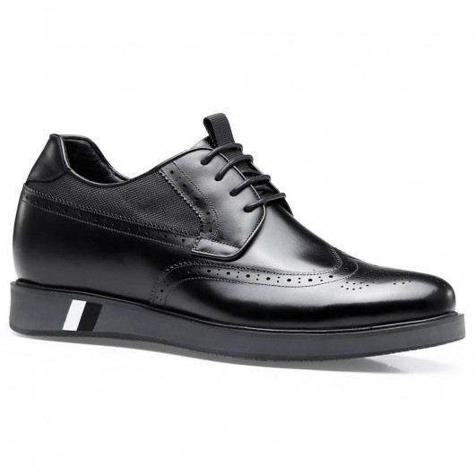 chaussure rehaussante - hauteur formelle augmentant les chaussures d'ascenseur noires brogue pour hommes chaussures d'affaires 7 CM Plus Grand