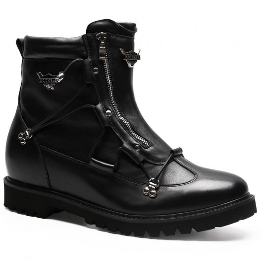 chaussure rehaussante - Augmenter la hauteur Bottes d'extérieur décontractées Bottes noires pour hommes 9 CM Plus Grand