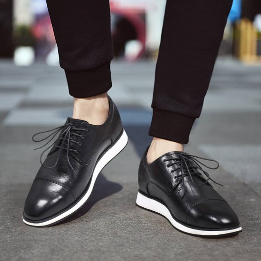 Augmenter la hauteur des chaussures noires des hommes cachés chaussures à talons hauts Casual Taller chaussures 6 cm