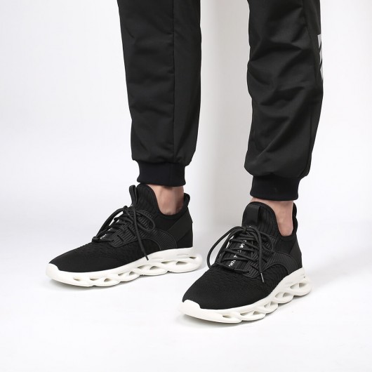 chaussure rehaussante - Chaussures de sport augmentant la hauteur Baskets tricotées noires à talons 5 CM Plus Grand