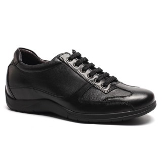 Black Leather Tall Men's Casual Shoes
