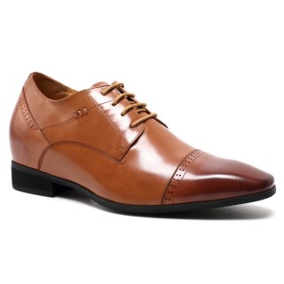 Brown calfskin leather wedding height increasing shoes