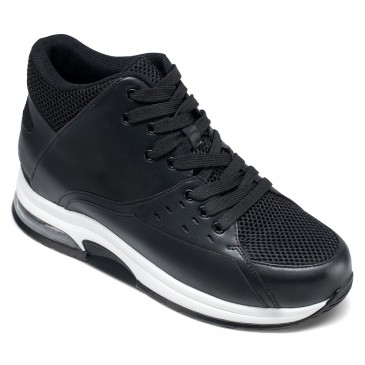 Chaussures Rehaussantes de basket-ball à hauteur croissante Chaussures de sport à taille haute noires qui vous font grandir de 9,5 cm