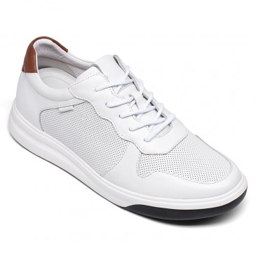 Talon chaussure homme - chaussure rehaussante - baskets en cuir blanc - 7 CM plus grand