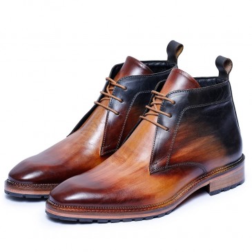 CHAMARIPA chaussures rehaussantes pour hommes - bottes chukka classiques - tan - 7CM plus grand