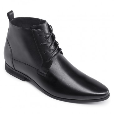 chaussure talon homme - chaussure homme avec talon - bottines business homme cuir noir 7 CM