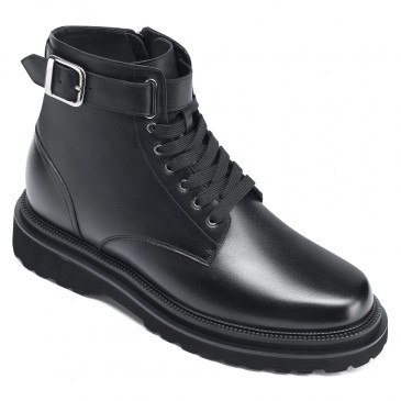 chaussures rehaussantes homme - chaussure talonnette - bottines homme en cuir noir faites main 9 CM