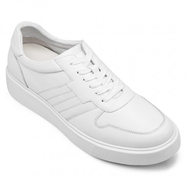 chaussures a talon homme - chaussure homme talon invisible - chaussures homme en cuir de vachette blanc qui font grandir 7 CM