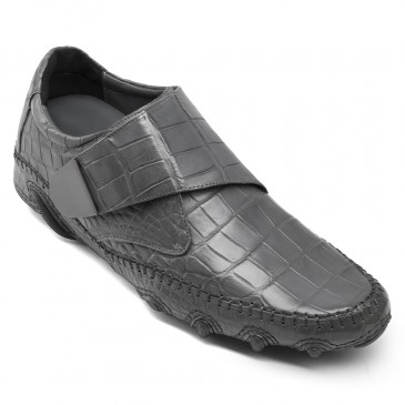 chaussures rehaussantes - chaussure talon homme - chaussures de crocodile de luxe pour hommes faites à la main 7CM