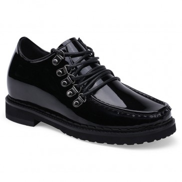 chaussures rehaussantes femme - chaussure avec talon - Cuir de veau laqué - chaussures habillées noires - 6CM