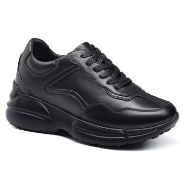 chaussures compensées femme - semelle compensée femme - baskets compensées noires décontractées pour femmes 8CM