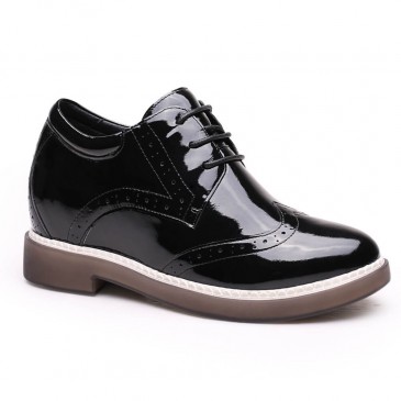 Bottes à talons hauts femmes noir caché Platform chaussures hauteur augmenter chaussures 7 CM / 2.76 pouces