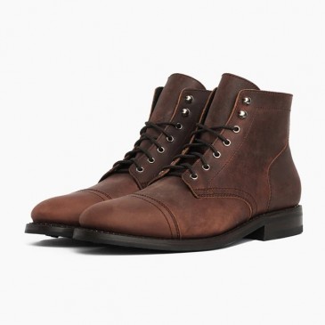 chaussures homme talon haut - bottes pour hommes marron personnalisées de luxe personnelles fabriquées à la main 7CM