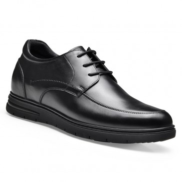 chaussure compensée homme - chaussures d'ascenseur décontractées en cuir noir pour hommes à lacets chaussures plus grandes pour hommes 7CM Plus Grand