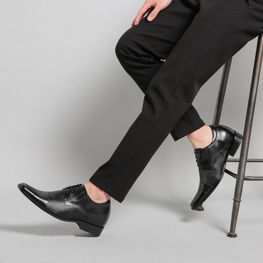 Ascensor zapatos zapatos de aumentar altura de los hombres de negocios formal Vestido Negro Taller 7 cm / 2,76 pulgadas