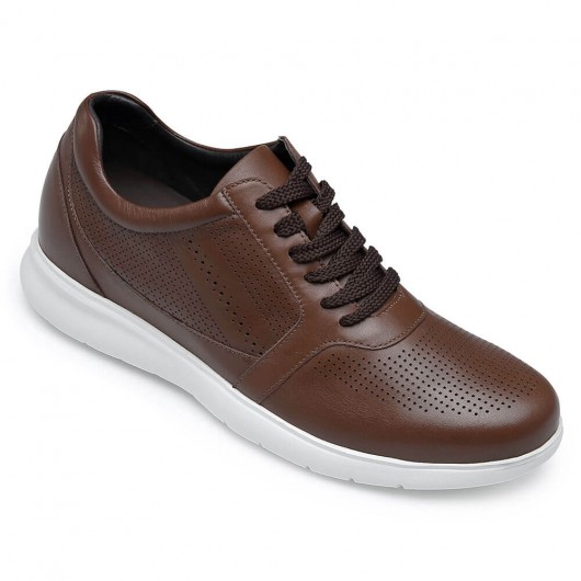 CHAMARIPA zapatos con alzas - zapatos hombre con alzas - zapatillas de cuero marrón 6 CM Más Alto
