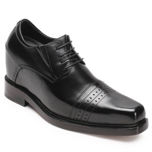 CHAMARIPA zapatos con alzas hombres - zapatos plataforma hombre -  zapatos con puntera de piel negra 13CM / 5.12 Inches