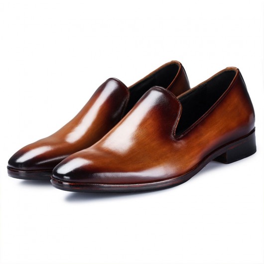 CHAMARIPA zapatos con alzas para hombres - mocasín veneciano - marrón - 7 CM más alto