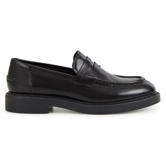 zapatillas con alzas mujer - alzas para zapatos mujer - zapatos mocasines de cuero negro 6 CM