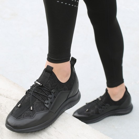 CHAMARIPA zapatos con alzas para hombre - zapatos de hombre con alzas - negro zapatos atléticos 7 CM Más Alto