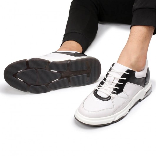 CHAMARIPA sneakers con aumento de altura para hombre zapatillas de piel blanca para crecer 6CM