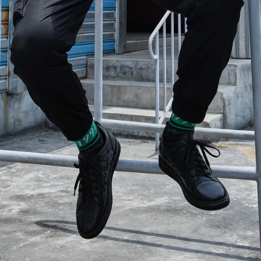 Chamaripa zapatos de elevación casual zapatos de tacón alto con estampado de cocodrilo negro para hombres 6 CM / 2.36 pulgadas